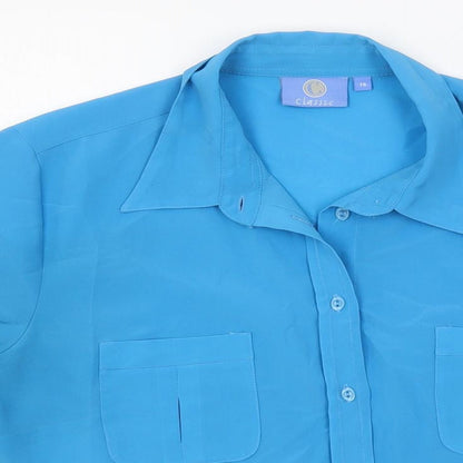 Womens UK Size 14 Classic Blue Basic Button-Up