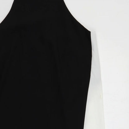 River Island Womens Black Colourblock Polyester Slip Dress Size 16 Square Neck Pullover