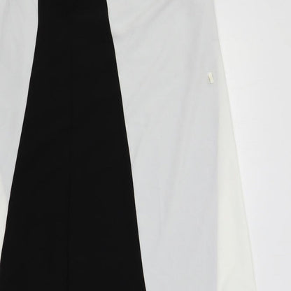 River Island Womens Black Colourblock Polyester Slip Dress Size 16 Square Neck Pullover