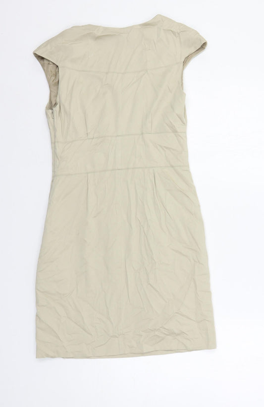 Kookai Womens Beige Cotton Mini Size 8 V-Neck Zip