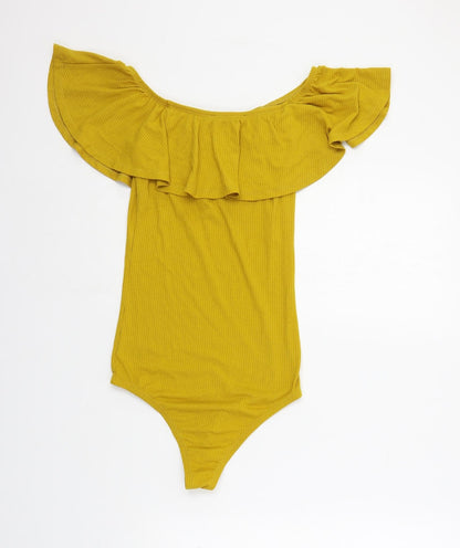 Very Womens Yellow Polyester Bodysuit One-Piece Size 8 Snap - Ribbed