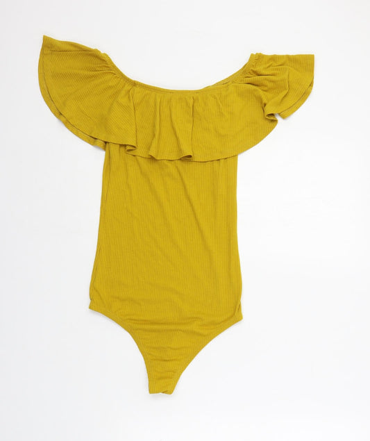 Very Womens Yellow Polyester Bodysuit One-Piece Size 8 Snap - Ribbed