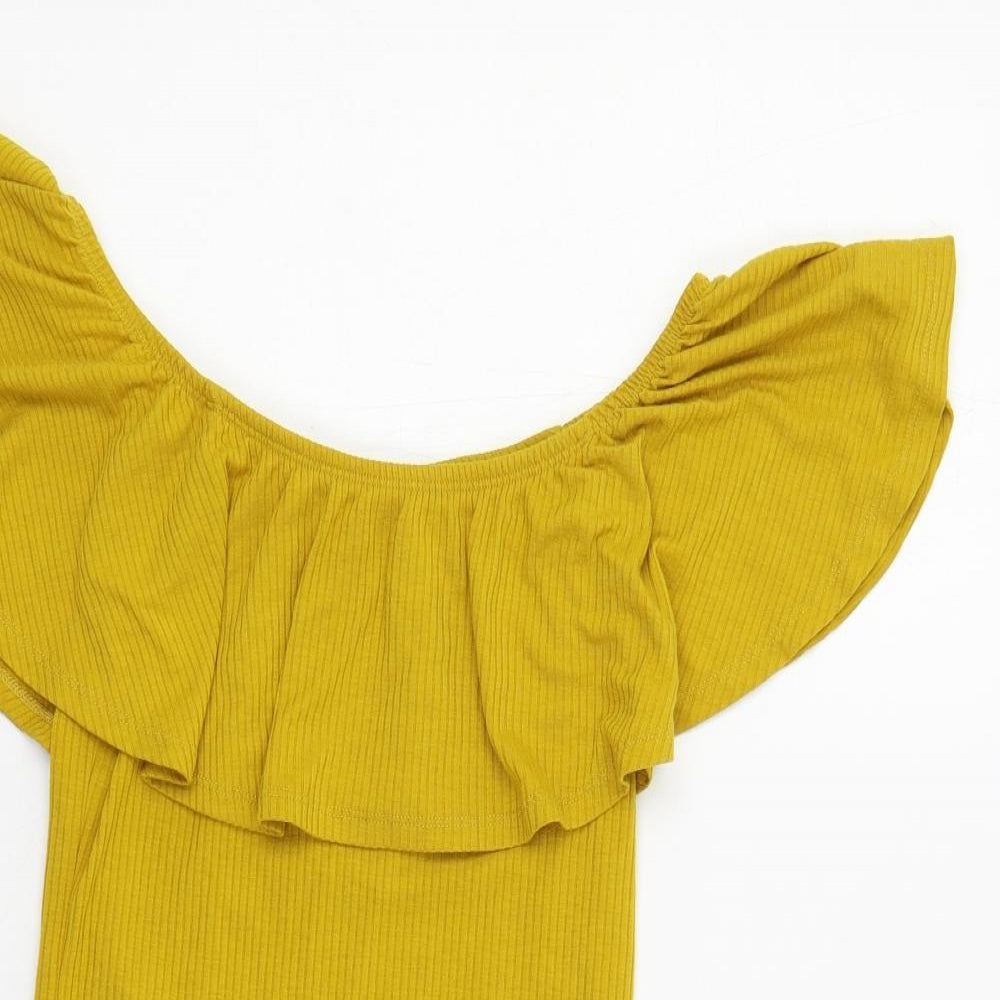 Very Womens Yellow Polyester Bodysuit One-Piece Size 8 Snap - Ribbed