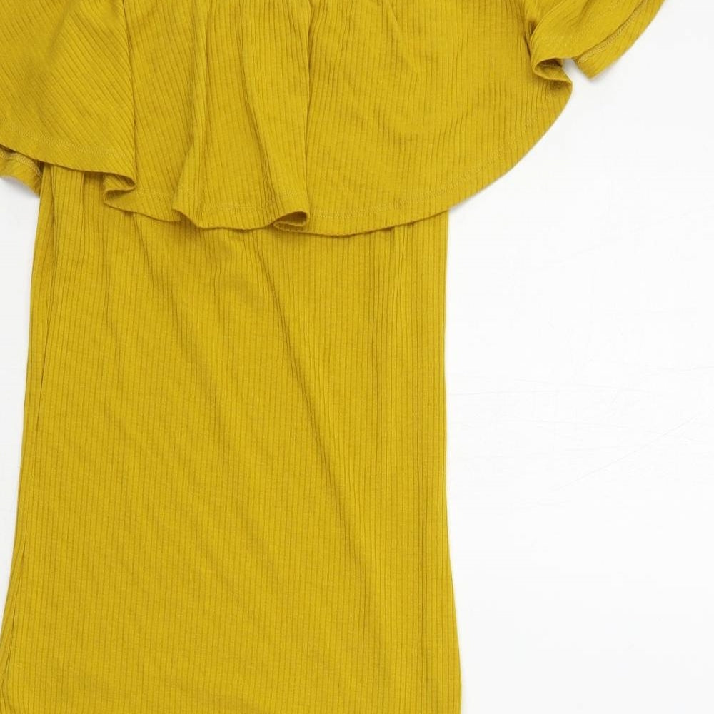 Very Womens Yellow Polyester Bodysuit One-Piece Size 8 Snap - Ribbed