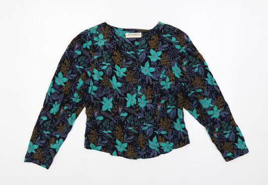 Womens UK Size 14 Richards Black Basic Button-Up