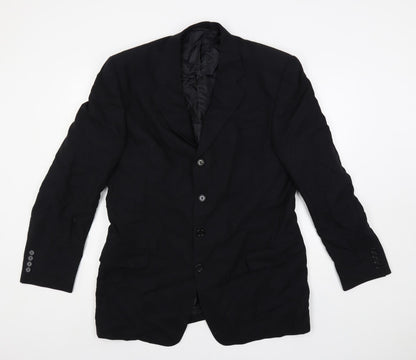Simon Berwin Mens Black Wool Jacket Blazer Size 44 Regular