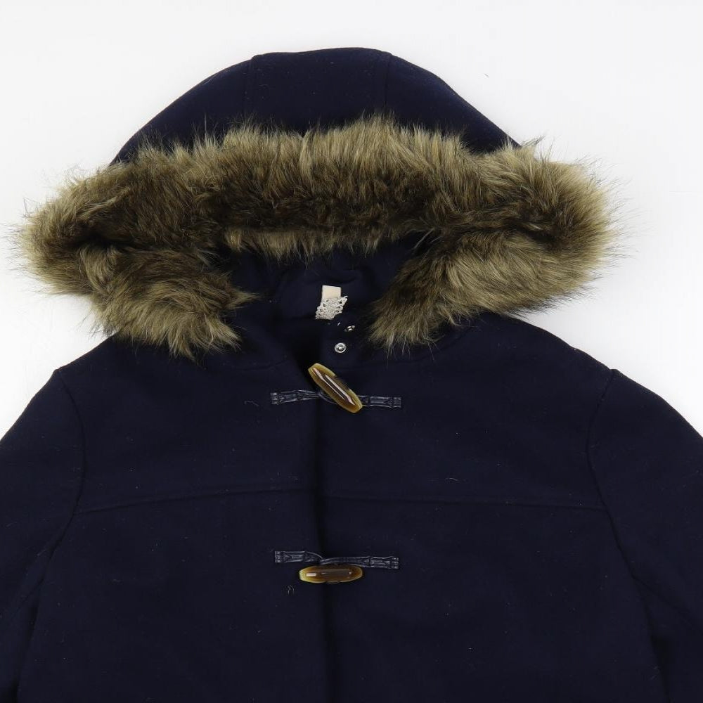 Divided by H&M Womens Blue Pea Coat Coat Size S Toggle - Hooded
