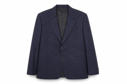 Alaj's Mens Blue Striped Polyester Jacket Suit Jacket Size 48 Regular