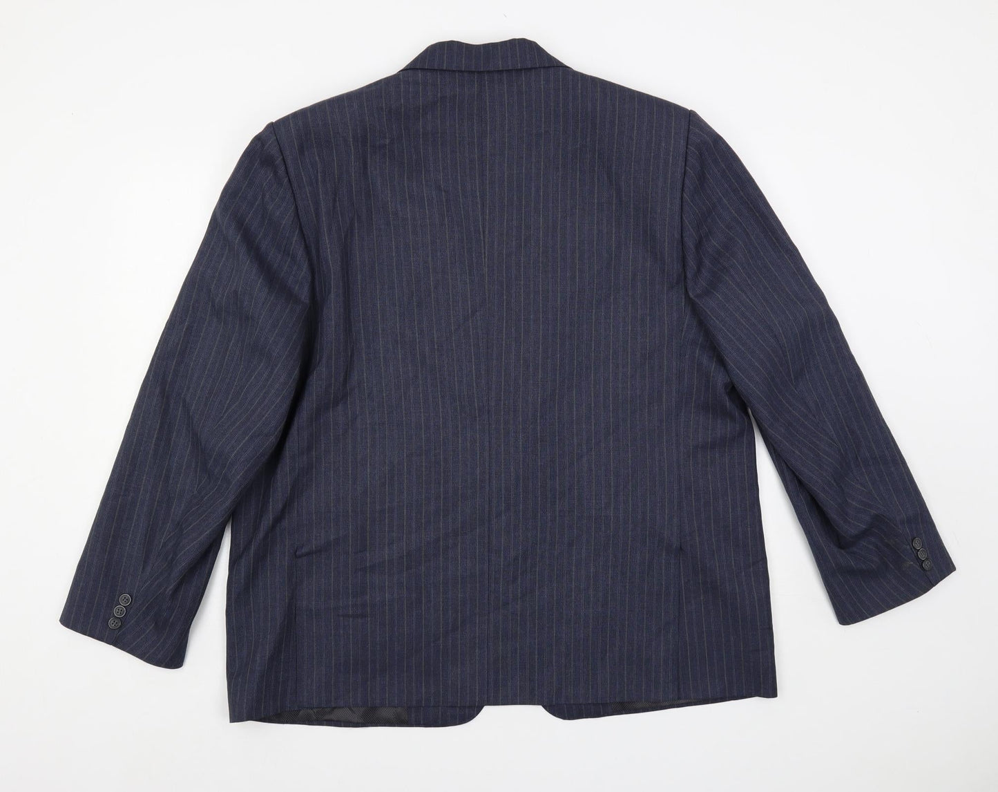 Alaj's Mens Blue Striped Polyester Jacket Suit Jacket Size 48 Regular