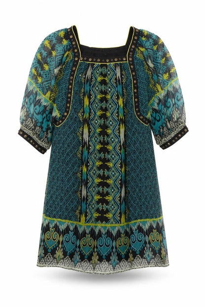 Derhy Womens Multicoloured Geometric Viscose A-Line Size M Square Neck Zip