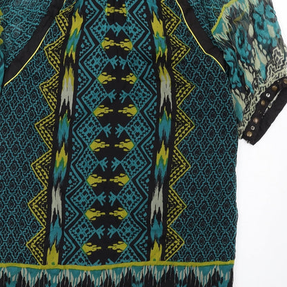 Derhy Womens Multicoloured Geometric Viscose A-Line Size M Square Neck Zip