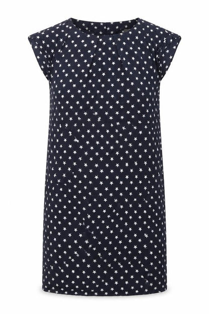 VERO MODA Womens Blue Geometric Cotton A-Line Size M Round Neck Button - Star Print