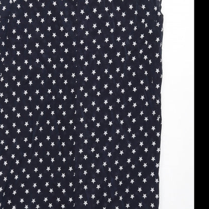 VERO MODA Womens Blue Geometric Cotton A-Line Size M Round Neck Button - Star Print