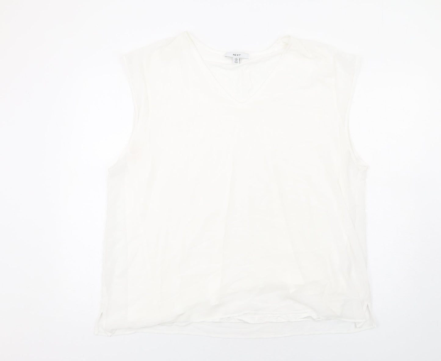 NEXT Womens White Viscose Basic Blouse Size 20 Round Neck