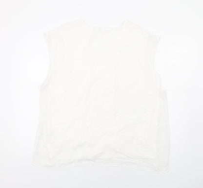 NEXT Womens White Viscose Basic Blouse Size 20 Round Neck
