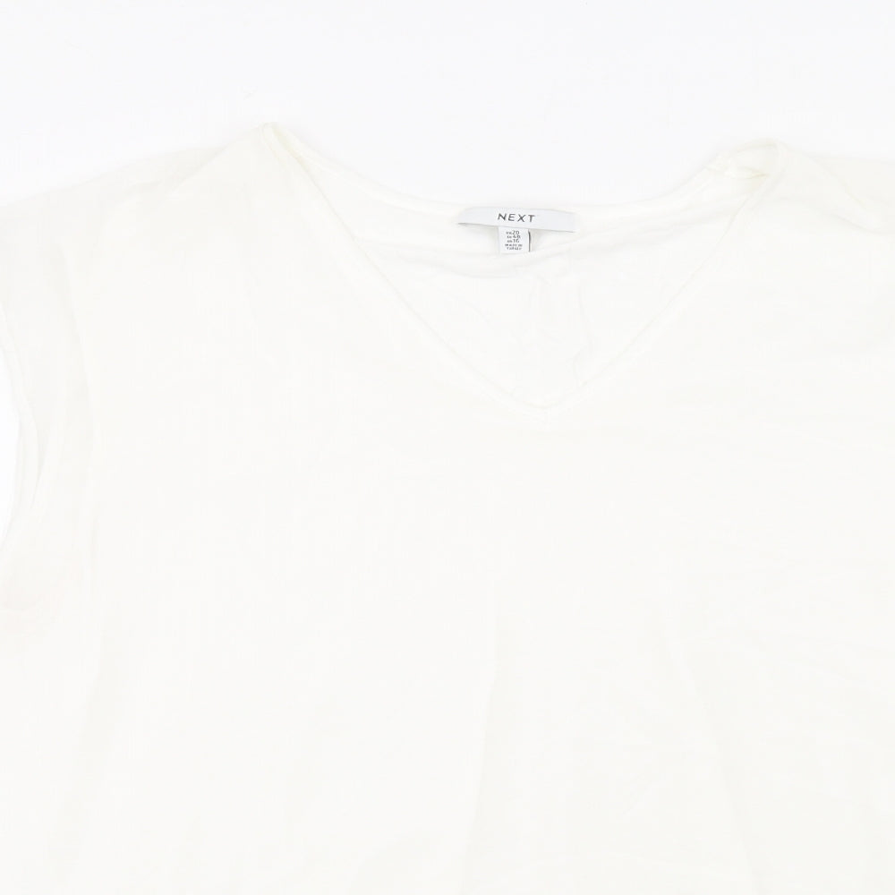NEXT Womens White Viscose Basic Blouse Size 20 Round Neck