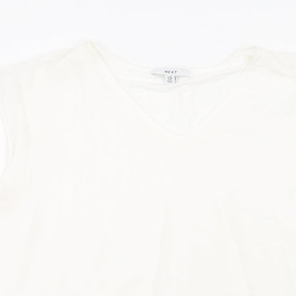 NEXT Womens White Viscose Basic Blouse Size 20 Round Neck