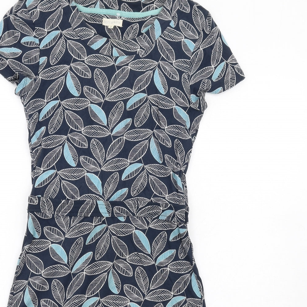 Mudd & Water Womens Blue Geometric Cotton A-Line Size 8 Round Neck Pullover