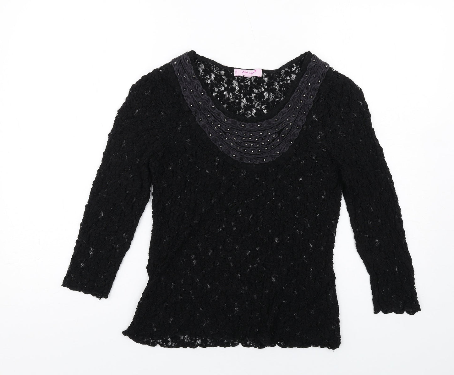 Womens UK Size 14 Per Una Black Basic T-Shirt