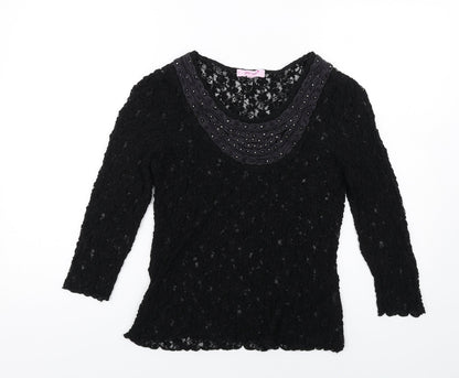Womens UK Size 14 Per Una Black Basic T-Shirt