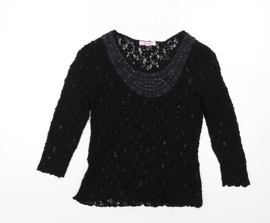 Womens UK Size 14 Per Una Black Basic T-Shirt