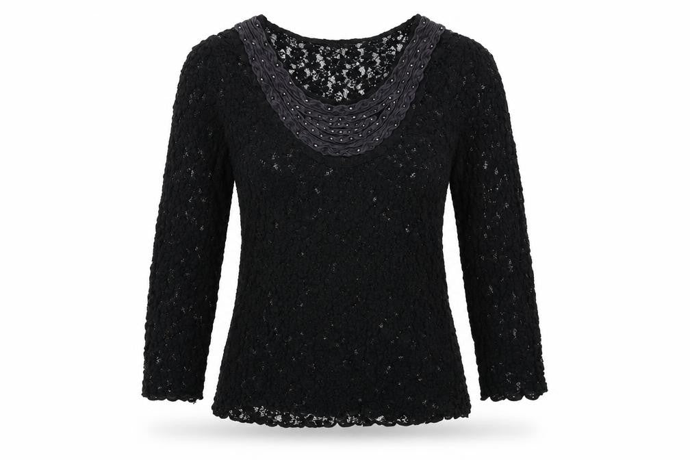 Womens UK Size 14 Per Una Black Basic T-Shirt