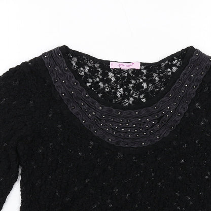 Womens UK Size 14 Per Una Black Basic T-Shirt