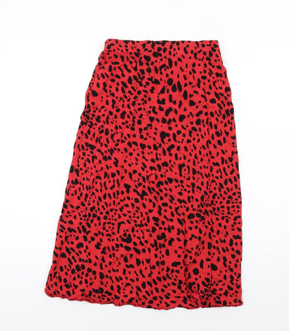 Nobody's Child Womens Red Animal Print Viscose A-Line Skirt Size 8