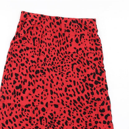 Nobody's Child Womens Red Animal Print Viscose A-Line Skirt Size 8