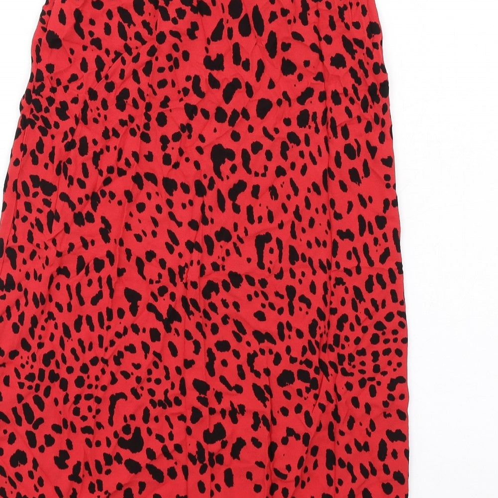Nobody's Child Womens Red Animal Print Viscose A-Line Skirt Size 8