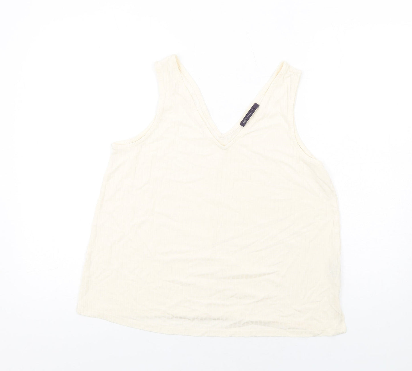 Womens UK Size 14 Marks and Spencer Ivory Basic Tank