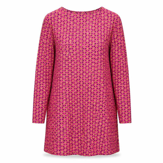 Mistral Womens Pink Geometric Cotton A-Line Size 10 Round Neck Pullover