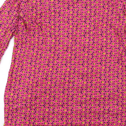 Mistral Womens Pink Geometric Cotton A-Line Size 10 Round Neck Pullover