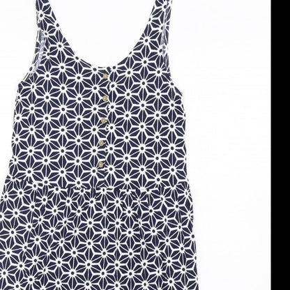 NEXT Womens Blue Geometric Viscose Tank Dress Size 6 Scoop Neck Pullover