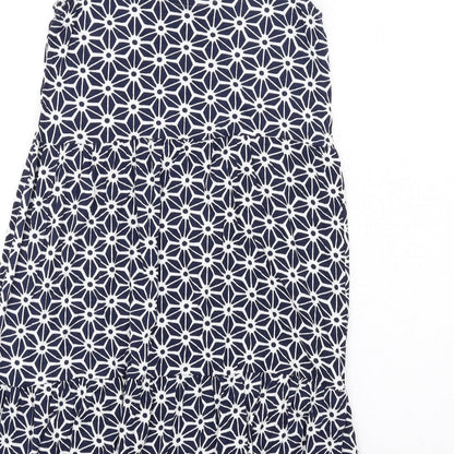 NEXT Womens Blue Geometric Viscose Tank Dress Size 6 Scoop Neck Pullover