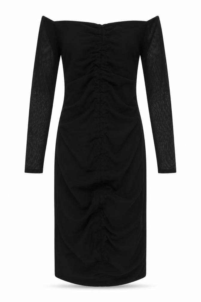 PRETTYLITTLETHING Womens Black Polyester Bodycon Size 12 Off the Shoulder Pullover