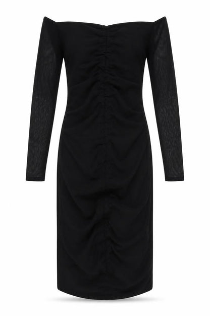 PRETTYLITTLETHING Womens Black Polyester Bodycon Size 12 Off the Shoulder Pullover