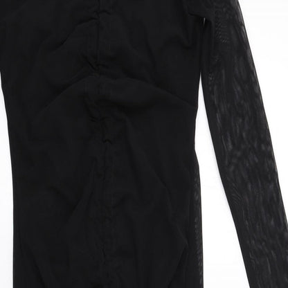 PRETTYLITTLETHING Womens Black Polyester Bodycon Size 12 Off the Shoulder Pullover