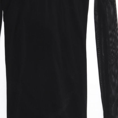 PRETTYLITTLETHING Womens Black Polyester Bodycon Size 12 Off the Shoulder Pullover