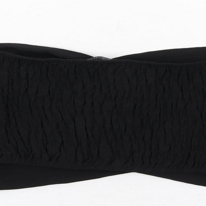 Boohoo Womens Black Polyester Cropped T-Shirt Size 10 Off the Shoulder