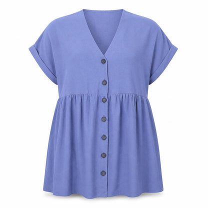 New Look Womens Blue Polyester Fit & Flare Size 12 V-Neck Button