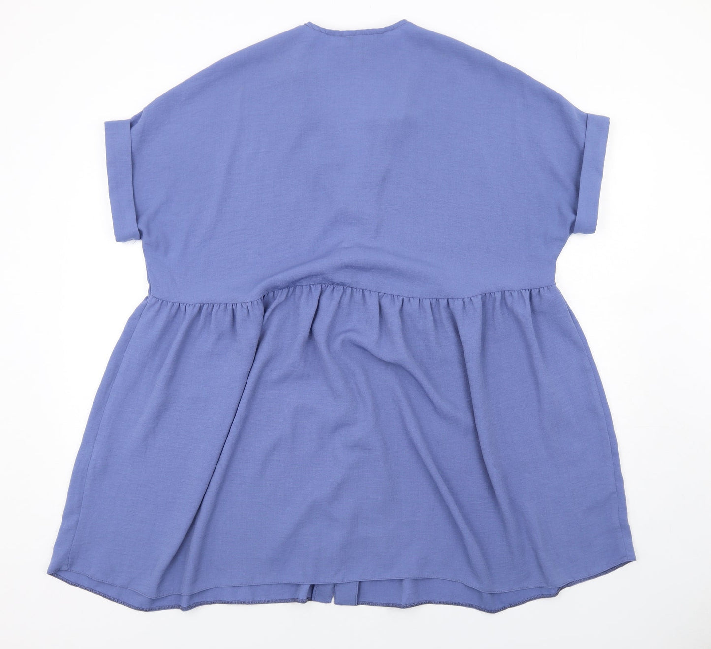New Look Womens Blue Polyester Fit & Flare Size 12 V-Neck Button