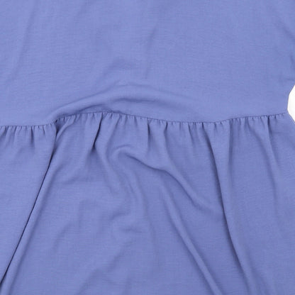 New Look Womens Blue Polyester Fit & Flare Size 12 V-Neck Button