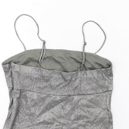 Sparkle & Fade Womens Silver Polyester Camisole T-Shirt Size S Square Neck