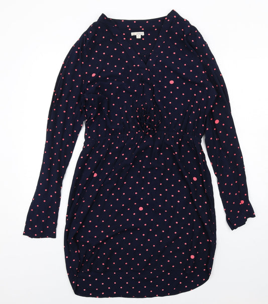 Gap Womens Blue Polka Dot Viscose A-Line Size M V-Neck Pullover
