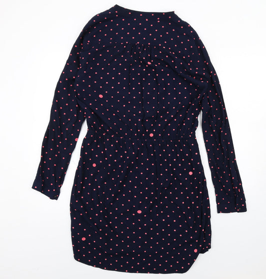 Gap Womens Blue Polka Dot Viscose A-Line Size M V-Neck Pullover