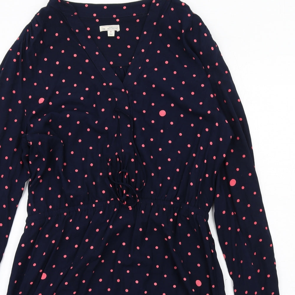 Gap Womens Blue Polka Dot Viscose A-Line Size M V-Neck Pullover
