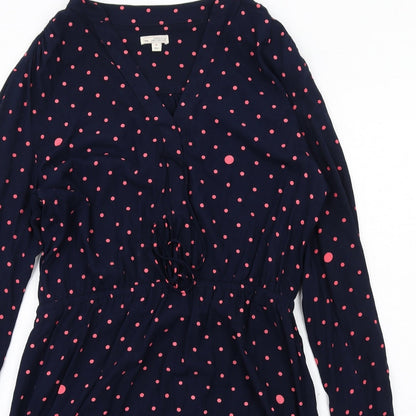 Gap Womens Blue Polka Dot Viscose A-Line Size M V-Neck Pullover