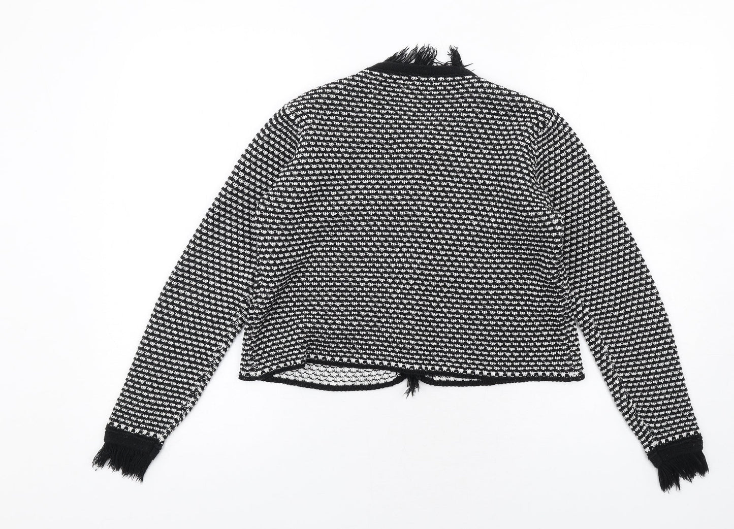 James Lakeland Womens Black Geometric Jacket Size 14 Hook & Eye