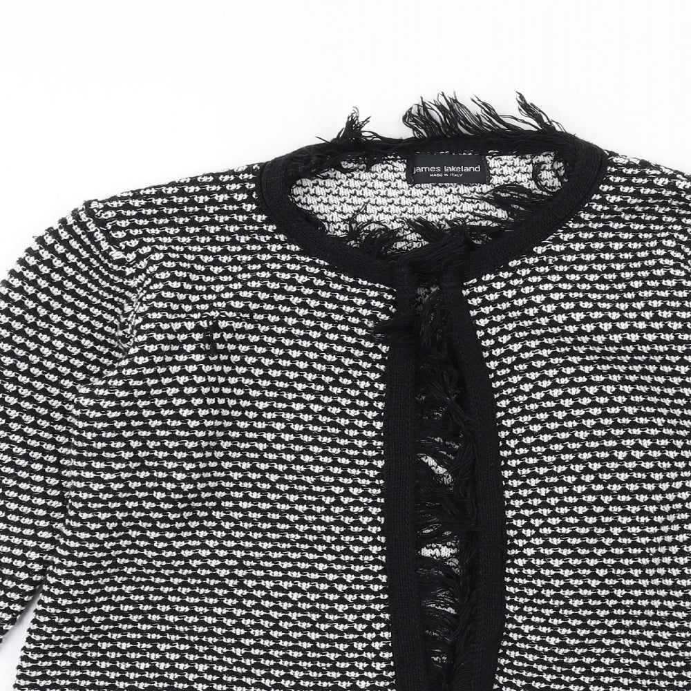 James Lakeland Womens Black Geometric Jacket Size 14 Hook & Eye